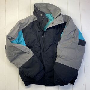 Eddie Bauer Mens Gore Tex Black/Teal/ Grey Goose Down Puffer Ski Jacket S Pocket